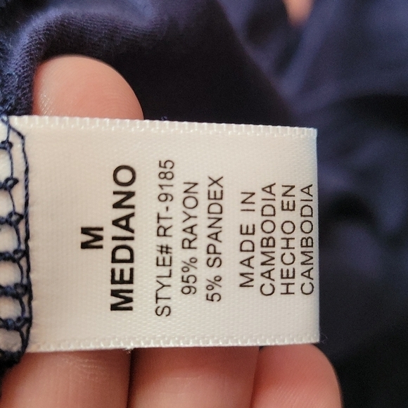 Dark Navy Blue Long Sleeve Top Gold Buttons Lace - Picture 6 of 6